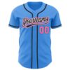 Custom Electric Blue Pink-Black Authentic Baseball Jersey