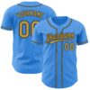 Custom Electric Blue Old Gold-Black Authentic Baseball Jersey