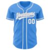 Custom Electric Blue White-Gray Authentic Baseball Jersey