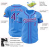Custom Electric Blue Purple-White Authentic Baseball Jersey