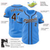 Custom Electric Blue Brown-White Authentic Baseball Jersey