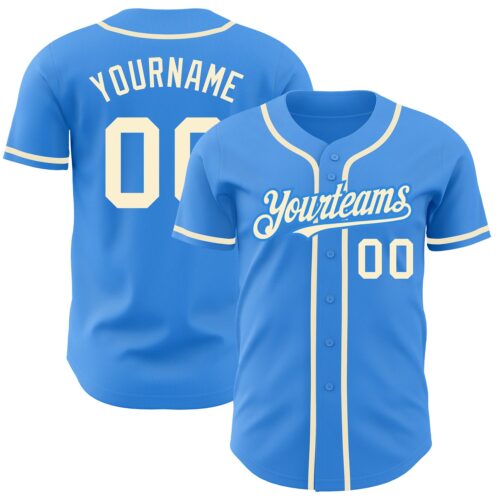 ElectricBlue0034 Custom Electric Blue Cream Authentic Baseball Jersey