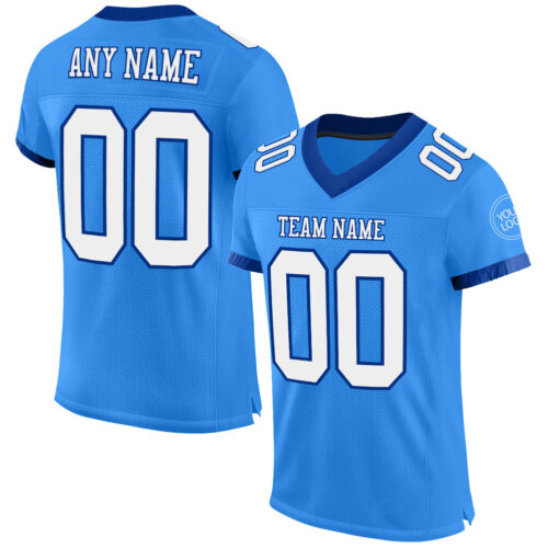 ElectricBlue0042 Custom Powder Blue White-Royal Mesh Authentic Football Jersey