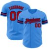 Custom Electric Blue Red-Navy Authentic Baseball Jersey
