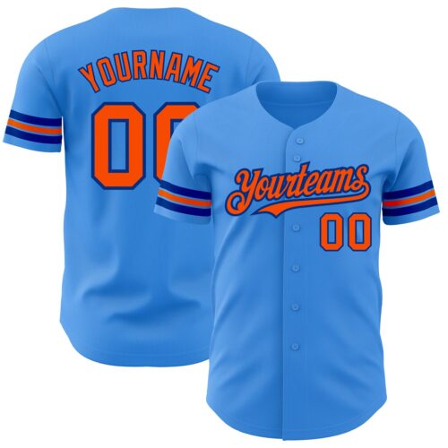 ElectricBlue0102 Custom Electric Blue Orange-Royal Authentic Baseball Jersey