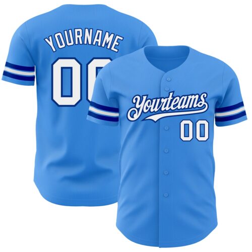 ElectricBlue0107 Custom Electric Blue White-Royal Authentic Baseball Jersey