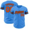 Custom Electric Blue Orange-Black Authentic Baseball Jersey