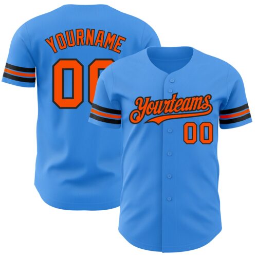 ElectricBlue0108 Custom Electric Blue Orange-Black Authentic Baseball Jersey