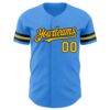 Custom Electric Blue Gold-Black Authentic Baseball Jersey