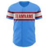 Custom Electric Blue Red-White Authentic Baseball Jersey