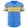 Custom Electric Blue White-Gold Authentic Baseball Jersey