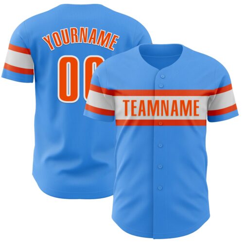 ElectricBlue0113 Custom Electric Blue Orange-White Authentic Baseball Jersey