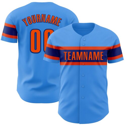 ElectricBlue0114 Custom Electric Blue Orange-Royal Authentic Baseball Jersey