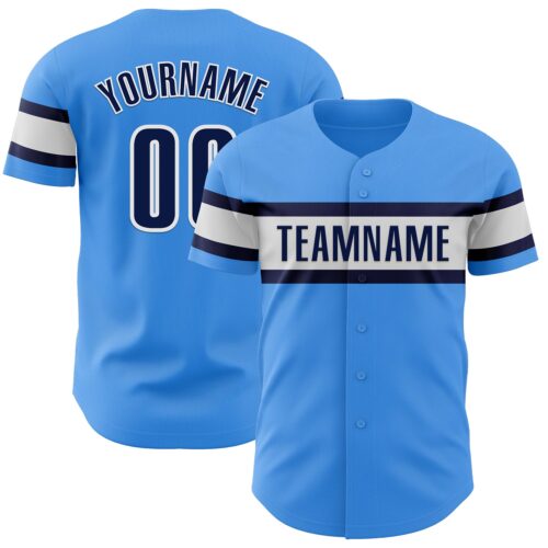 ElectricBlue0115 Custom Electric Blue Navy-White Authentic Baseball Jersey