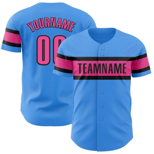 ElectricBlue0117 Custom Electric Blue Pink-Black Authentic Baseball Jersey
