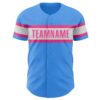 Custom Electric Blue Pink-White Authentic Baseball Jersey
