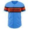 Custom Electric Blue Orange-Black Authentic Baseball Jersey