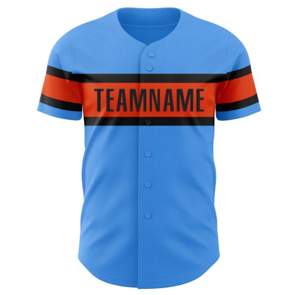 Custom Electric Blue Orange-Black Authentic Baseball Jersey