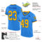 ElectricBlue0126-1 Custom Powder Blue Gold-Royal Mesh Authentic Throwback Football Jersey
