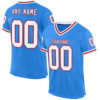 Custom Powder Blue White-Red Mesh Authentic Throwback Football Jersey