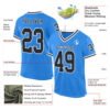 Custom Powder Blue Black-White Mesh Authentic Throwback Football Jersey