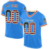 Custom Powder Blue Vintage USA Flag Cream-Red Mesh Authentic Throwback Football Jersey
