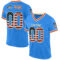 ElectricBlue0145 Custom Powder Blue Vintage USA Flag Cream-Red Mesh Authentic Throwback Football Jersey
