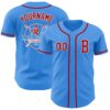 Custom Electric Blue Red-White Authentic Baseball Jersey