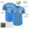 Custom Electric Blue White-Yellow Authentic Baseball Jersey