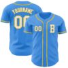 Custom Electric Blue White-Yellow Authentic Baseball Jersey