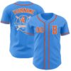 Custom Electric Blue Orange-White Authentic Baseball Jersey