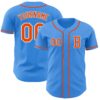 Custom Electric Blue Orange-White Authentic Baseball Jersey