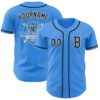 Custom Electric Blue Black-White Authentic Baseball Jersey