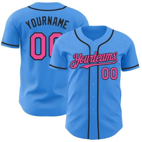 ElectricBlue0152 Custom Electric Blue Pink-Black Authentic Baseball Jersey