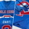 Custom Powder Blue Red-White Mesh Authentic Football Jersey