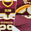 Custom Burgundy White-Gold Mesh Authentic Throwback Football Jersey