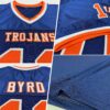 Custom Navy Orange-White Mesh Authentic Throwback Football Jersey