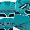 Custom Teal Black-White Mesh Authentic Football Jersey