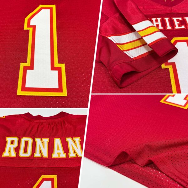 Custom Scarlet White-Gold Mesh Authentic Football Jersey