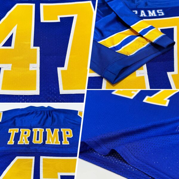Custom Royal Gold-White Mesh Authentic Football Jersey