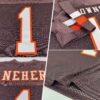 Custom Brown White-Orange Mesh Authentic Football Jersey