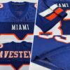 Custom Navy White-Orange Mesh Authentic Football Jersey