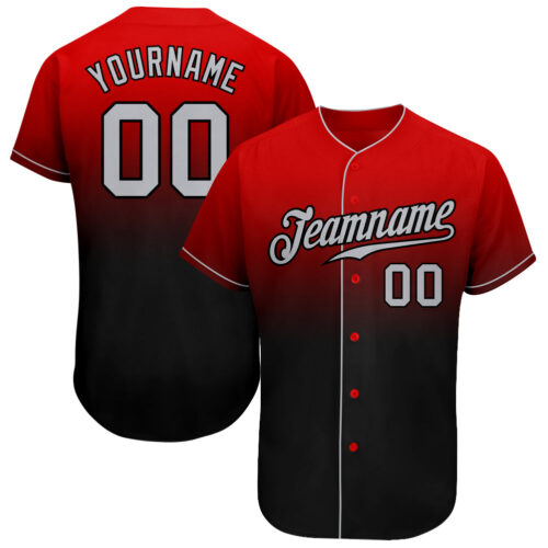 FadeFashion0004 Custom Red Gray-Black Authentic Fade Fashion Baseball Jersey