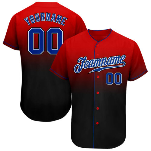 FadeFashion0005 Custom Red Royal-Black Authentic Fade Fashion Baseball Jersey