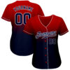 Custom Red Navy-White Authentic Fade Fashion Baseball Jersey