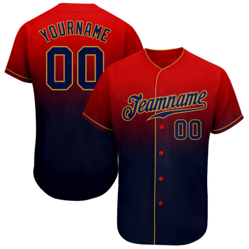 FadeFashion0008 Custom Red Navy-Old Gold Authentic Fade Fashion Baseball Jersey