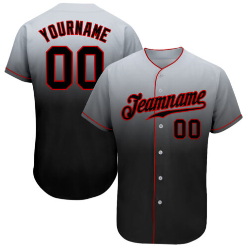 FadeFashion0020 Custom Gray Black-Red Authentic Fade Fashion Baseball Jersey