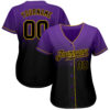 Custom Purple Black-Gold Authentic Fade Fashion Baseball Jersey