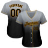 Custom Gray Black-Gold Authentic Fade Fashion Baseball Jersey