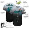 Custom Gray Teal-Black Authentic Fade Fashion Baseball Jersey